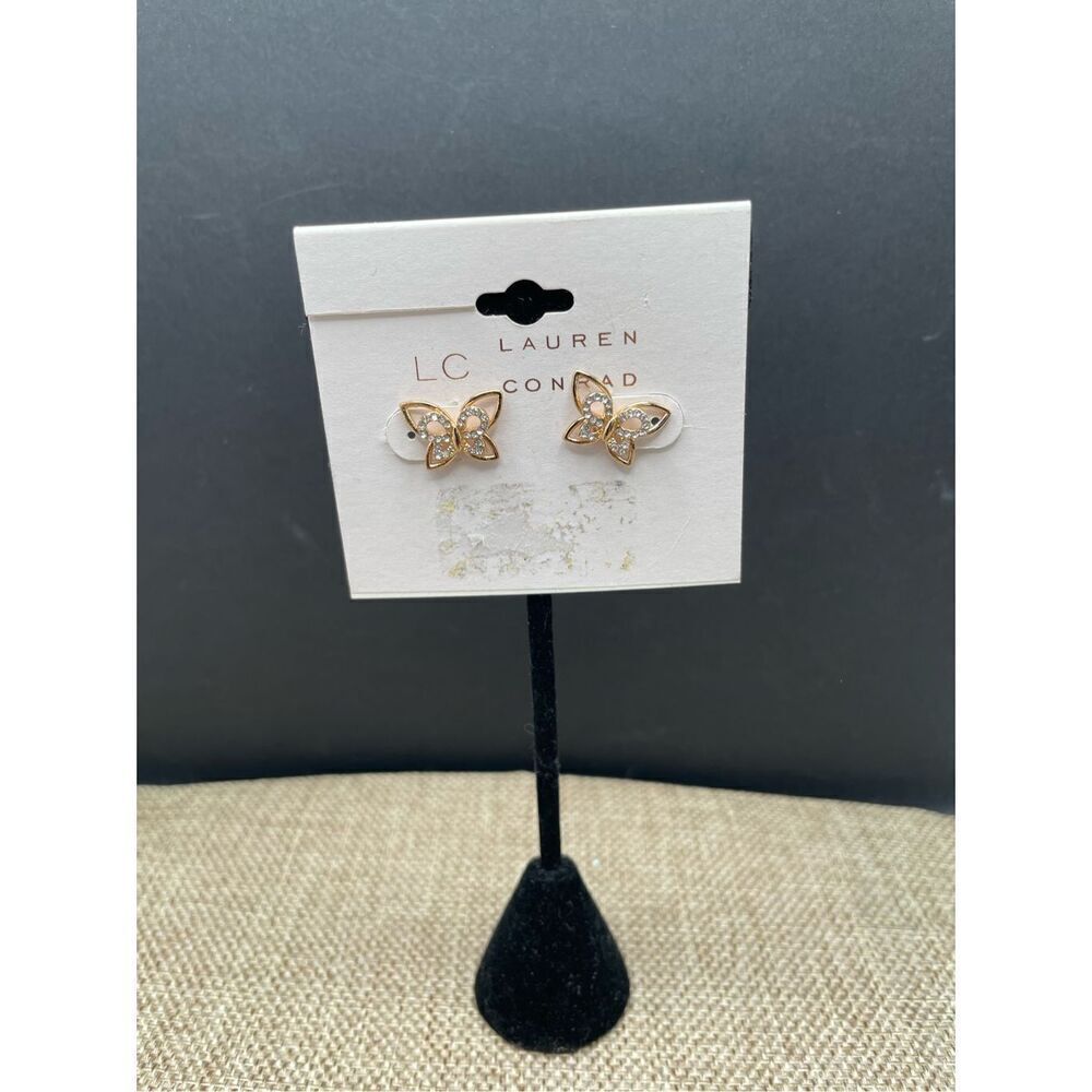 Lauren Conrad Butterfly Gold Tone Earrings Post Style Dainty New